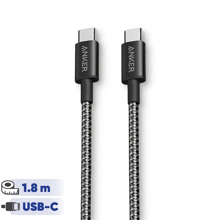 کابل تبدیل USB-C به USB-C انکر مدل Nylon A8753 طول 1.8 متر