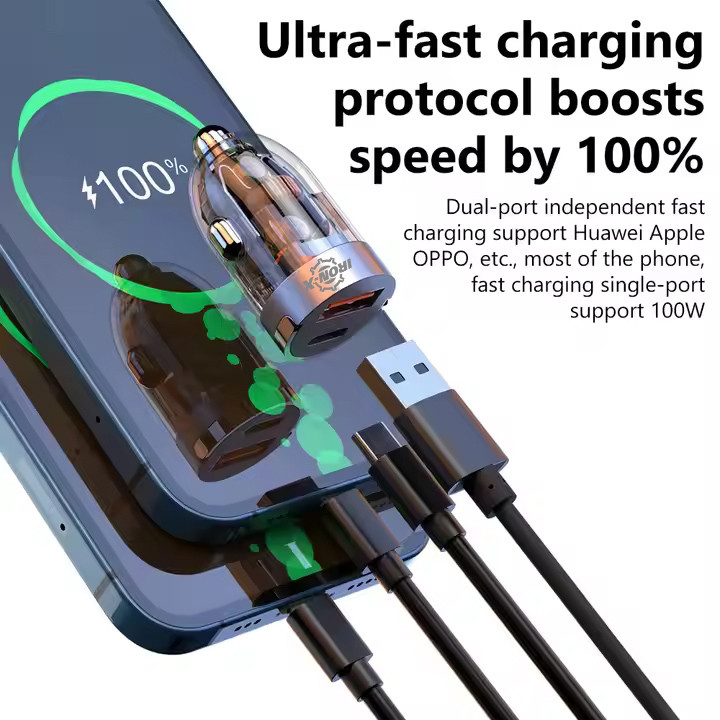 شارژر فندکی 60 وات دو پورت آیرون ایکس مدل SUPERFAST360