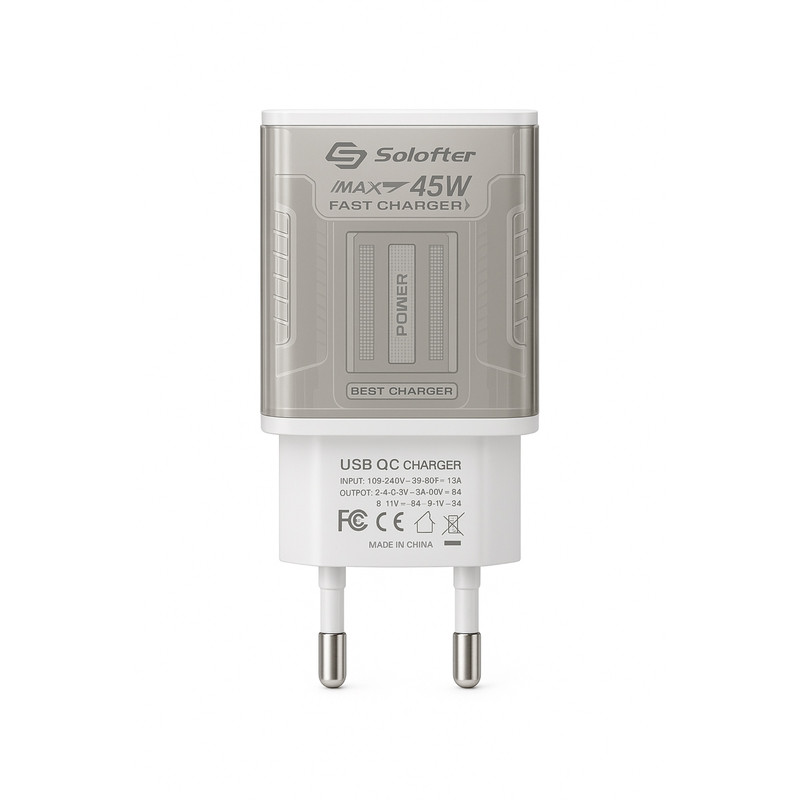 شارژر دیواری 45 وات پورت USB سولوفر مدل S24FE به همراه کابل تبدیل USB-C