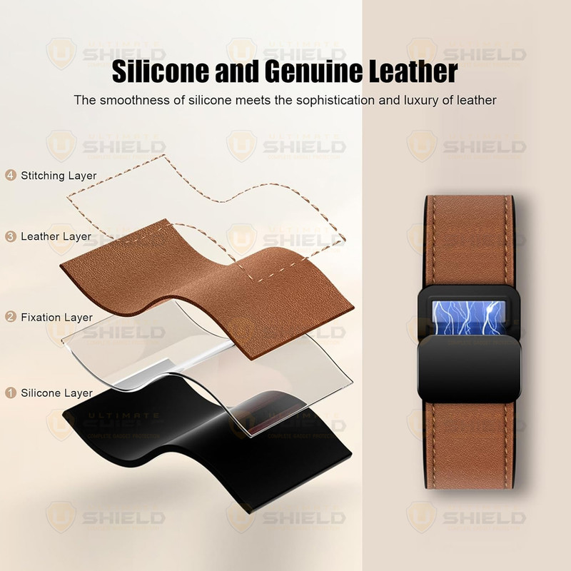بند آلتیمیت شیلد مدل Smooth Leather Mag مناسب برای اپل واچ 44/45/46/49 میلی متری سری SE1/SE2/SE3/4/5/6/7/8/9/10/11/Ultra/Ultra2/Ultra3