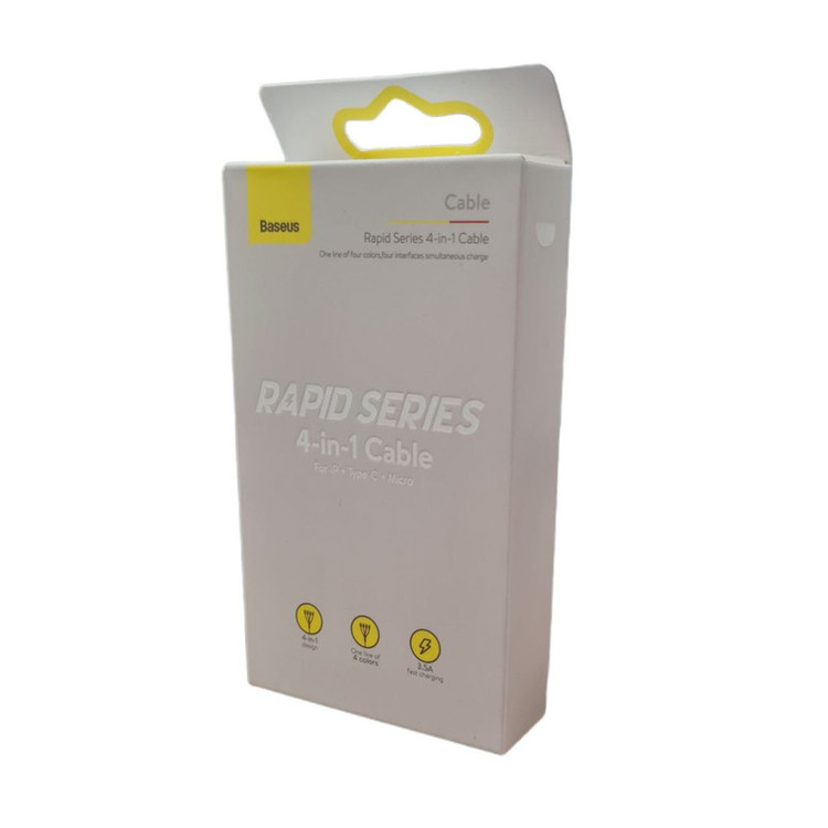 کابل تبدیل USB به لایتنینگ/USB-C/microUSB باسئوس مدل Rapid Series CA1T4-A01 طول 1.2 متر