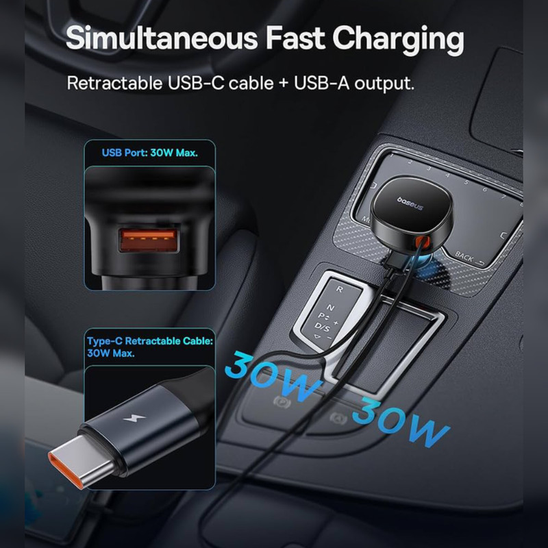 شارژر فندکی 60 وات بیسوس مدل CCTXP-UC