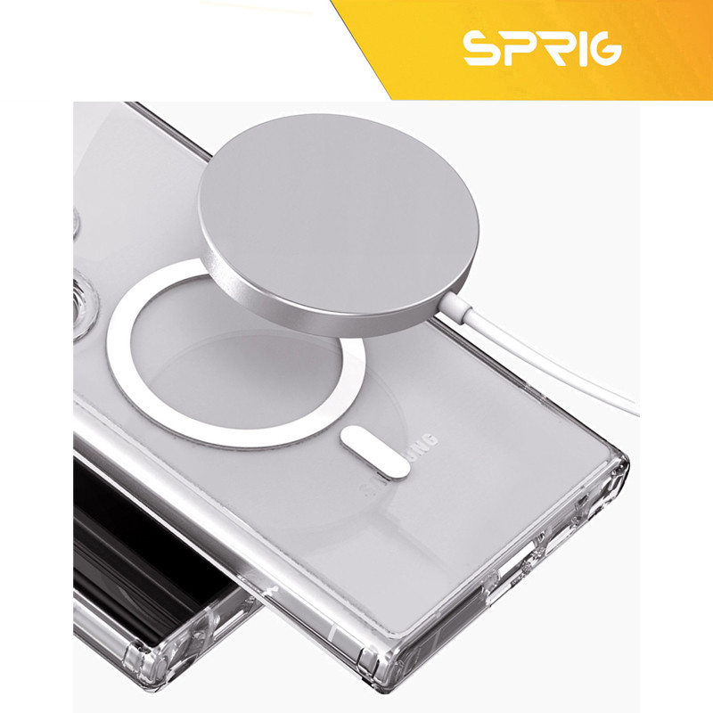 کاور اسپریگ مدل Magsafe Full Ring مناسب برای گوشی موبایل سامسونگ Galaxy S25 Ultra به همراه محافظ صفحه نمایش گوشی و محافظ لنز دوربین