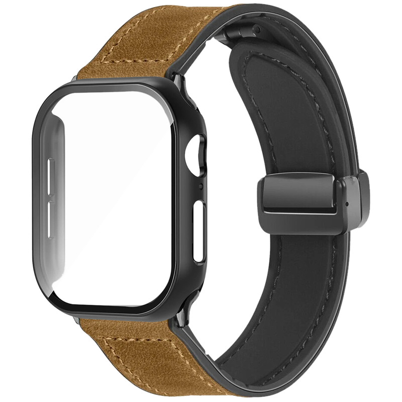 بند اسپریگ مدل Magnetic Soft Leather GLS مناسب برای اپل واچ 44 میلی متری سری 4/5/6/SE/SE2/SE3 به همراه کاور