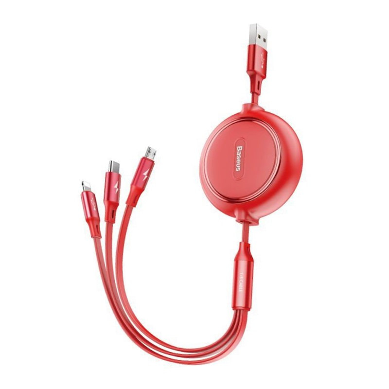 کابل تبدیل USB به USB-C/microUSB/لایتنینگ باسئوس مدل GOLDEN LOOP طول 1.2 متر