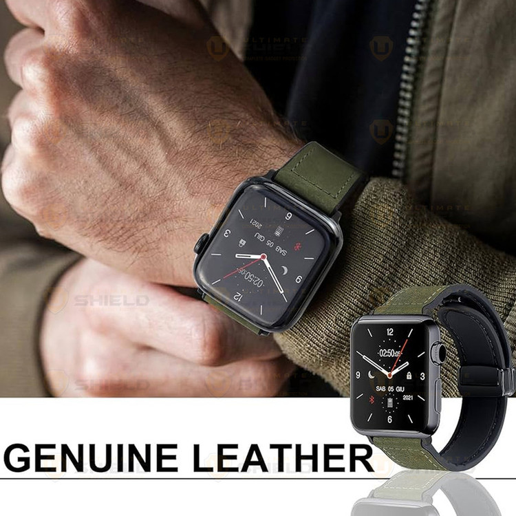 بند آلتیمیت شیلد مدل Smooth Leather Mag مناسب برای اپل واچ 45 میلی متری سری 7/8/9